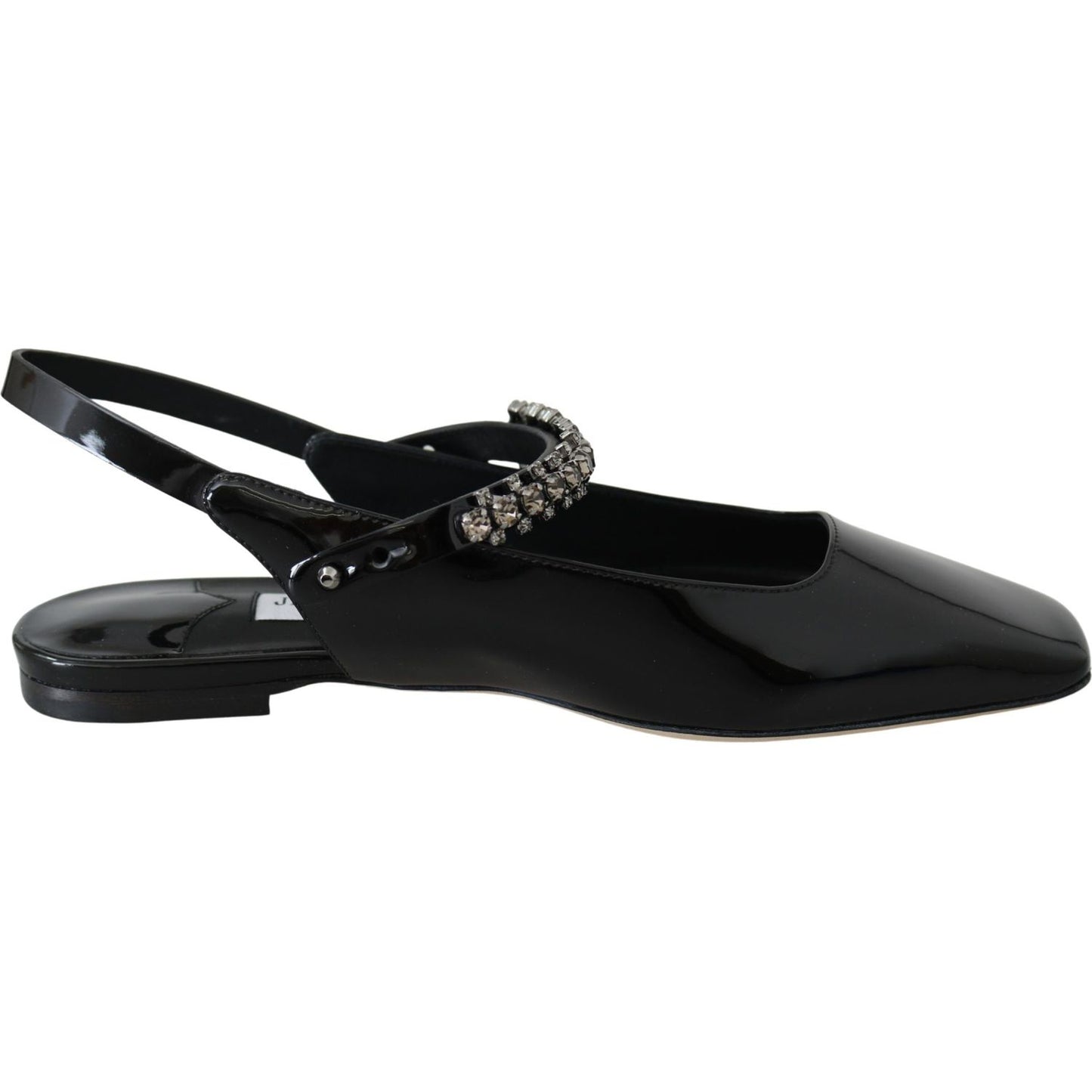 Jimmy Choo Black Patent Leather Mahdis Flat Shoes