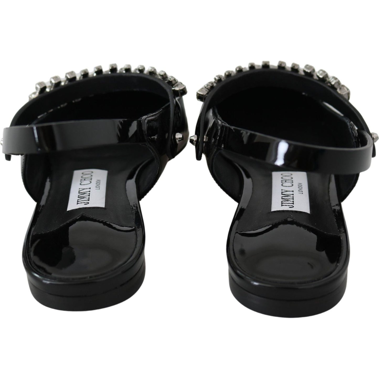 Jimmy Choo Elegant Black Patent Flats with Crystal Accent 192954629175