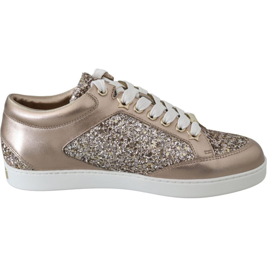 Jimmy Choo Ballet Pink Glitter Leather Sneakers 192954403607