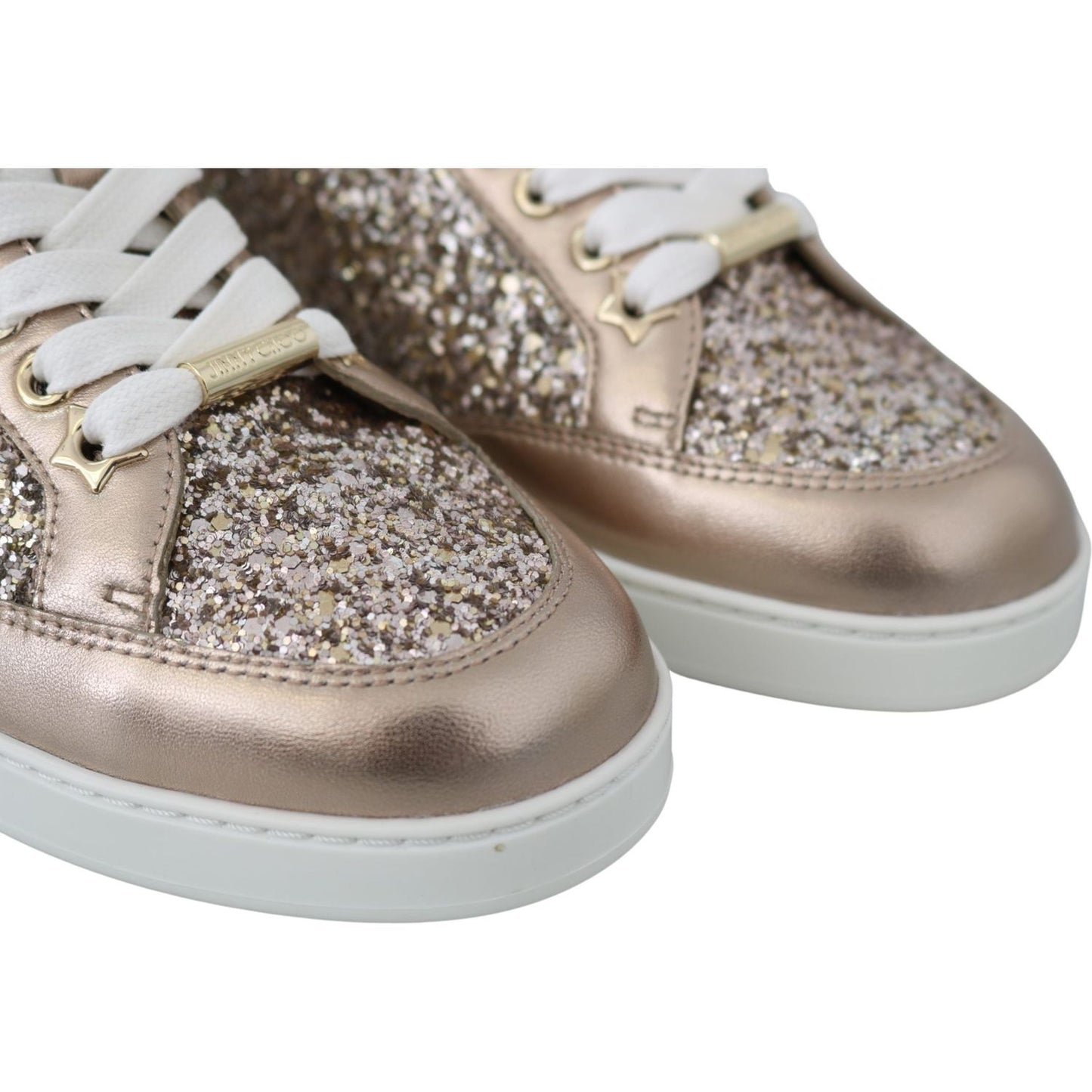 Jimmy Choo Ballet Pink Glitter Leather Sneakers 192954403607