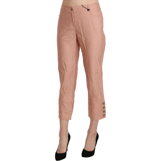 Ermanno Scervino Cotton Pink High Waist Cropped Trouser Pants PAN71139-44