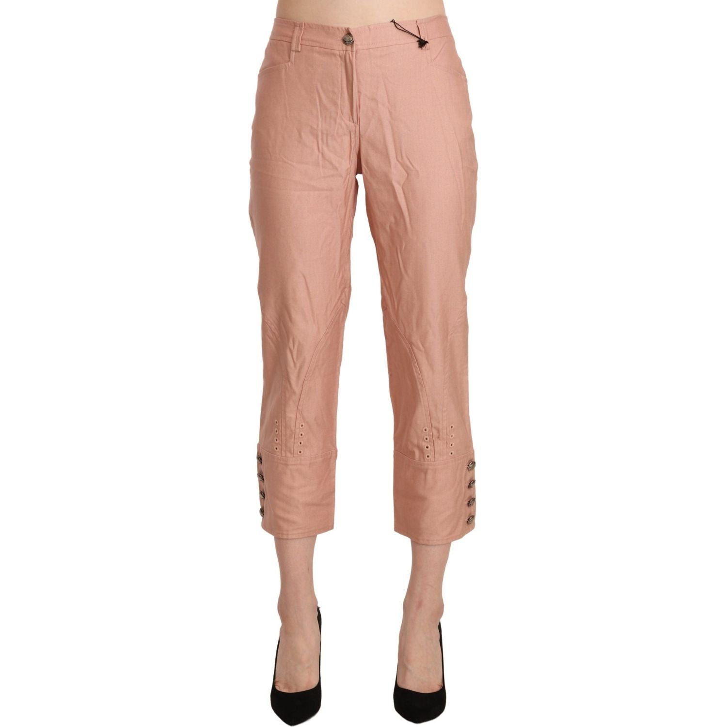 Ermanno Scervino Cotton Pink High Waist Cropped Trouser Pants