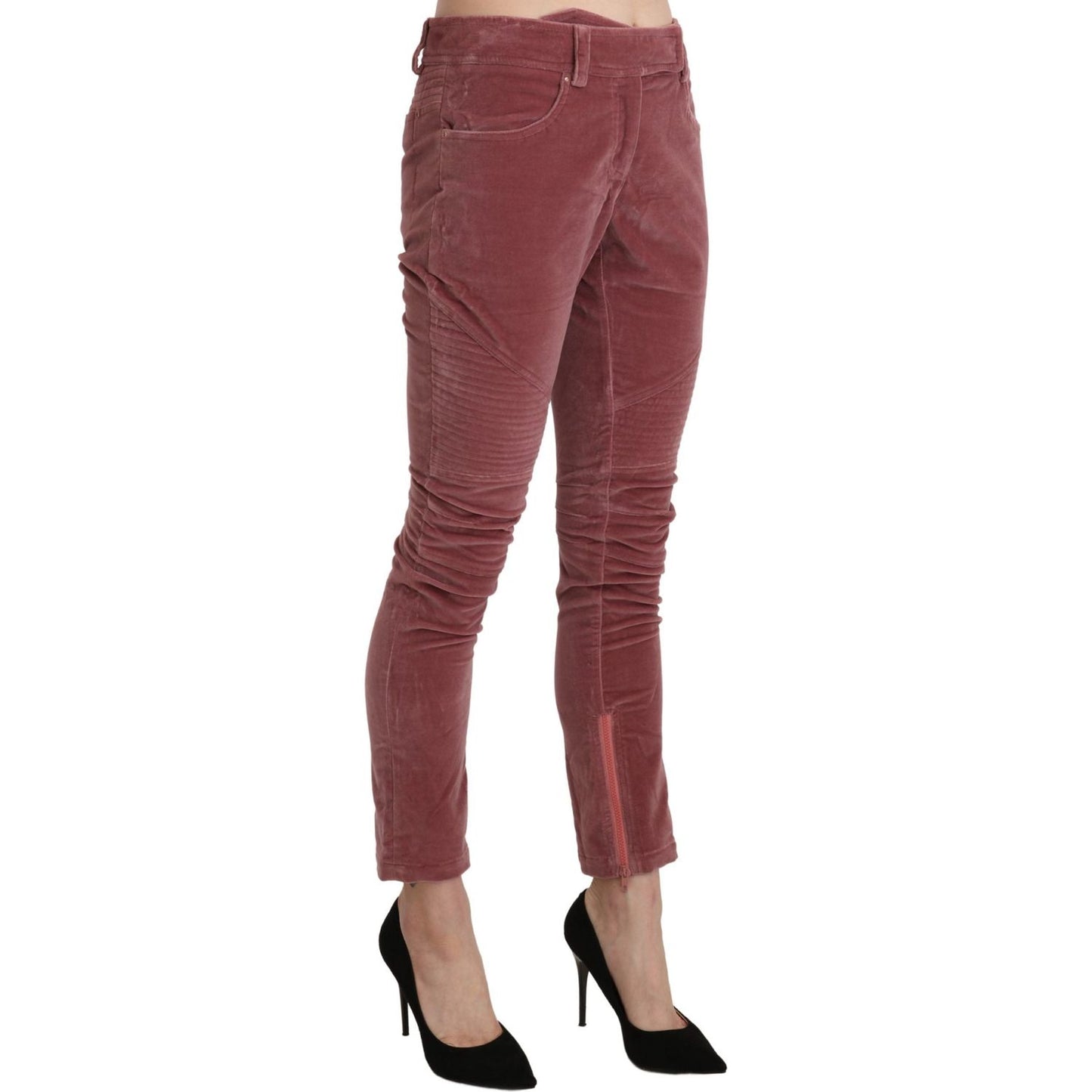 Ermanno Scervino Red Mid Waist Skinny Cotton Pants PAN71146-40