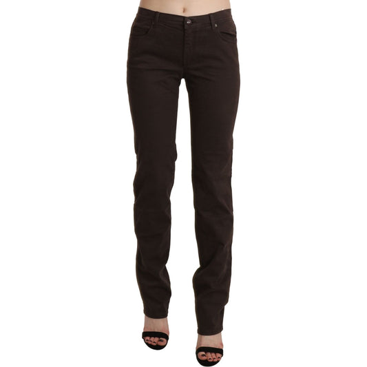 Ermanno Scervino Brown Mid Waist Skinny Slim Trouser Cotton Jeans PAN71149-32