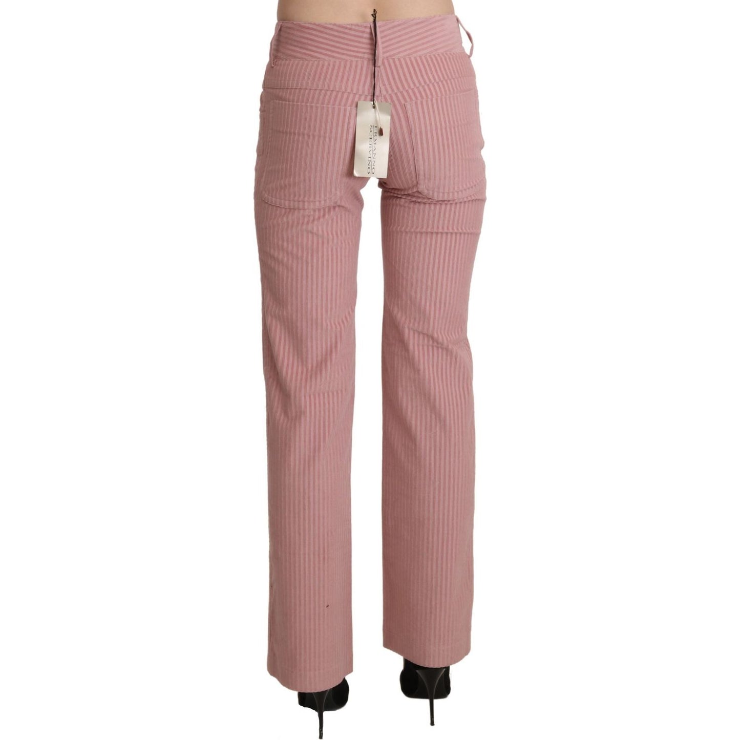 Ermanno Scervino Pink Mid Waist Straight Trouser Cotton Pants