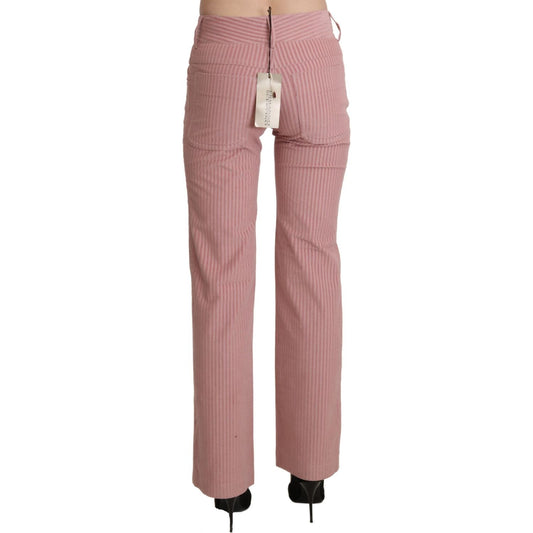 Ermanno Scervino Pink Mid Waist Straight Trouser Cotton Pants PAN71155-40