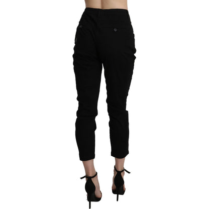 Acht Black High Waist Skinny Cropped Cotton Capri Pant Jeans & Pants