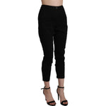 Acht Black High Waist Skinny Cropped Cotton Capri Pant PAN71211-42