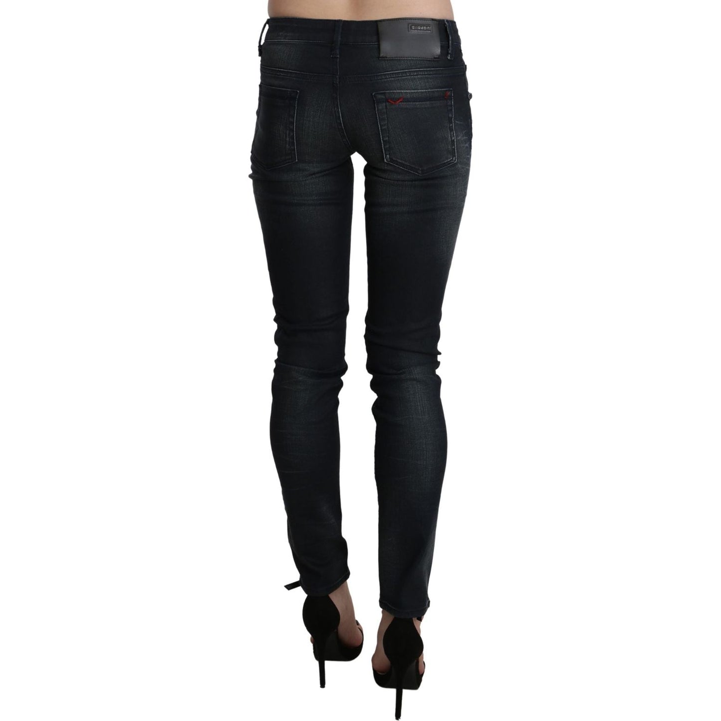 Acht Black Washed Low Waist Skinny Denim Trouser Jeans & Pants