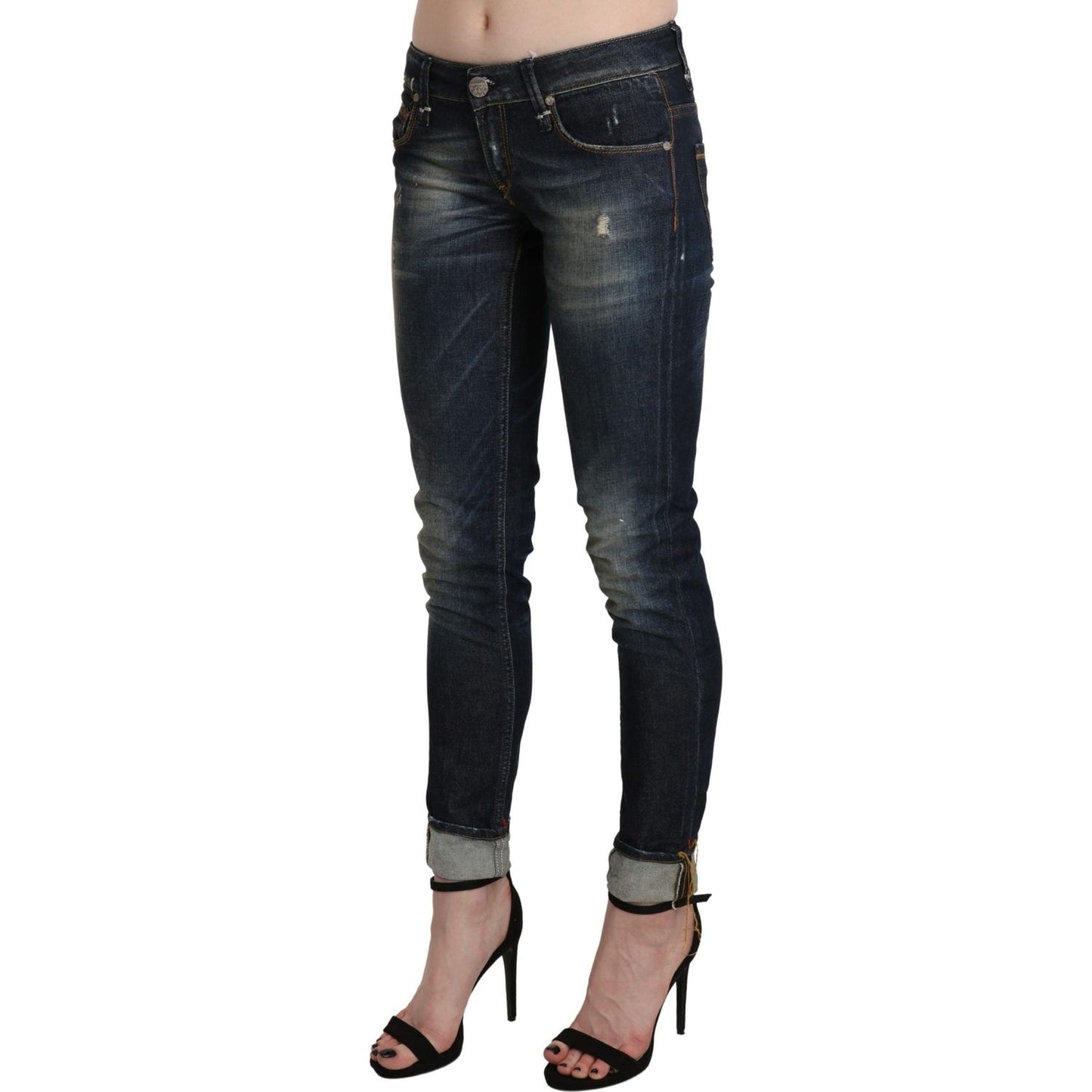 Acht Blue Washed Low Waist Skinny Cropped Denim Pant Jeans & Pants