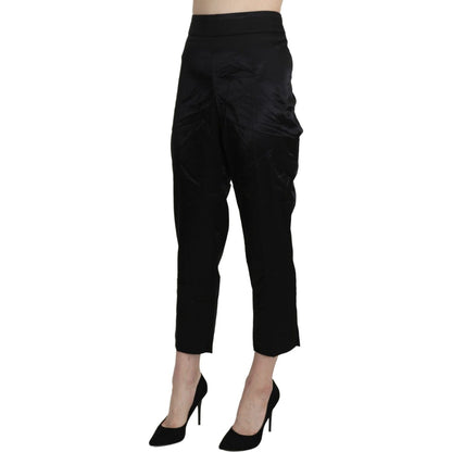 BENCIVENGA Black High Waist Straight Cropped Dress Trouser Pants Jeans & Pants