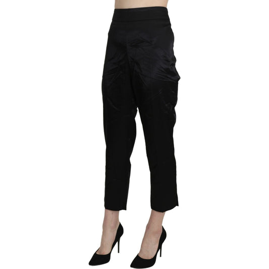 BENCIVENGA Black High Waist Straight Cropped Dress Trouser Pants PAN71330-46