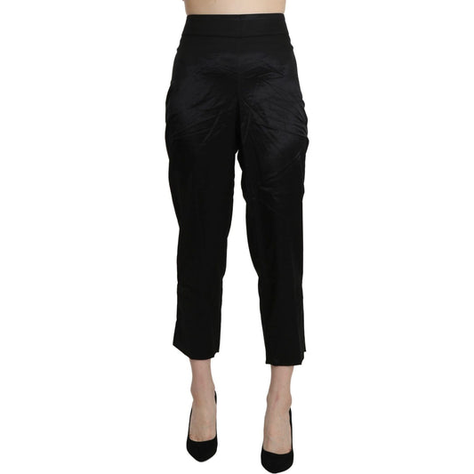 BENCIVENGA Black High Waist Straight Cropped Dress Trouser Pants PAN71330-46