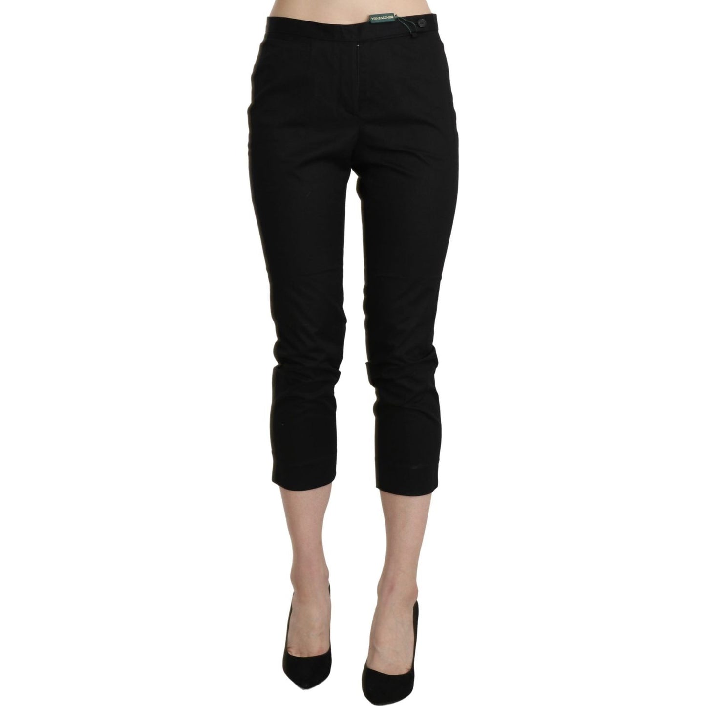 BENCIVENGA Black High Waist Skinny Cropped Dress Trouser Pants Jeans & Pants