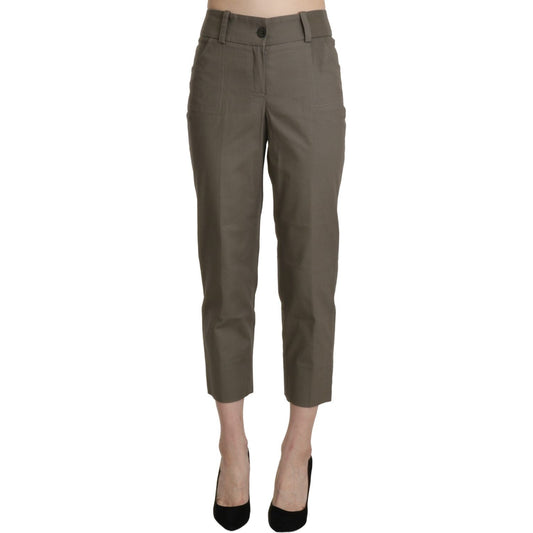 BENCIVENGA Gray High Waist Cropped Dress Trouser Pants PAN71344-46