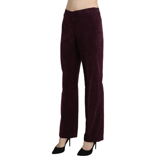 BENCIVENGA Purple Suede High Waist Straight Trouser Pants PAN71365-48