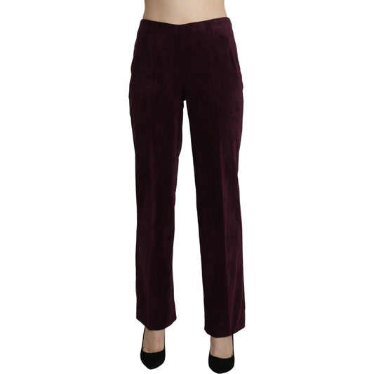 BENCIVENGA Purple Suede High Waist Straight Trouser Pants PAN71365-48