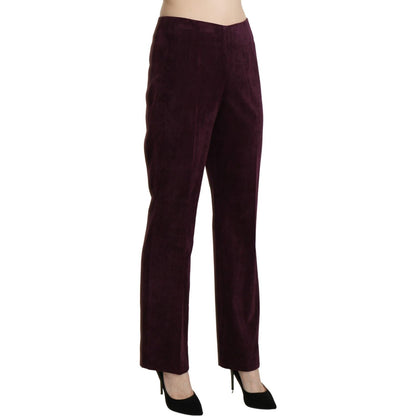 BENCIVENGA Purple Suede High Waist Straight Trouser Pants