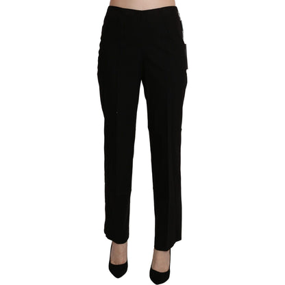 BENCIVENGA Black High Waist Straight Dress Trouser Pant Jeans & Pants