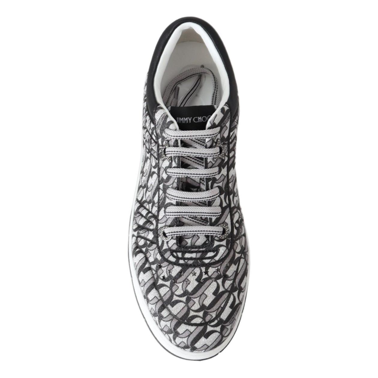 Jimmy Choo Glittering Slip-On Sneakers - Silver and Black 192954927004