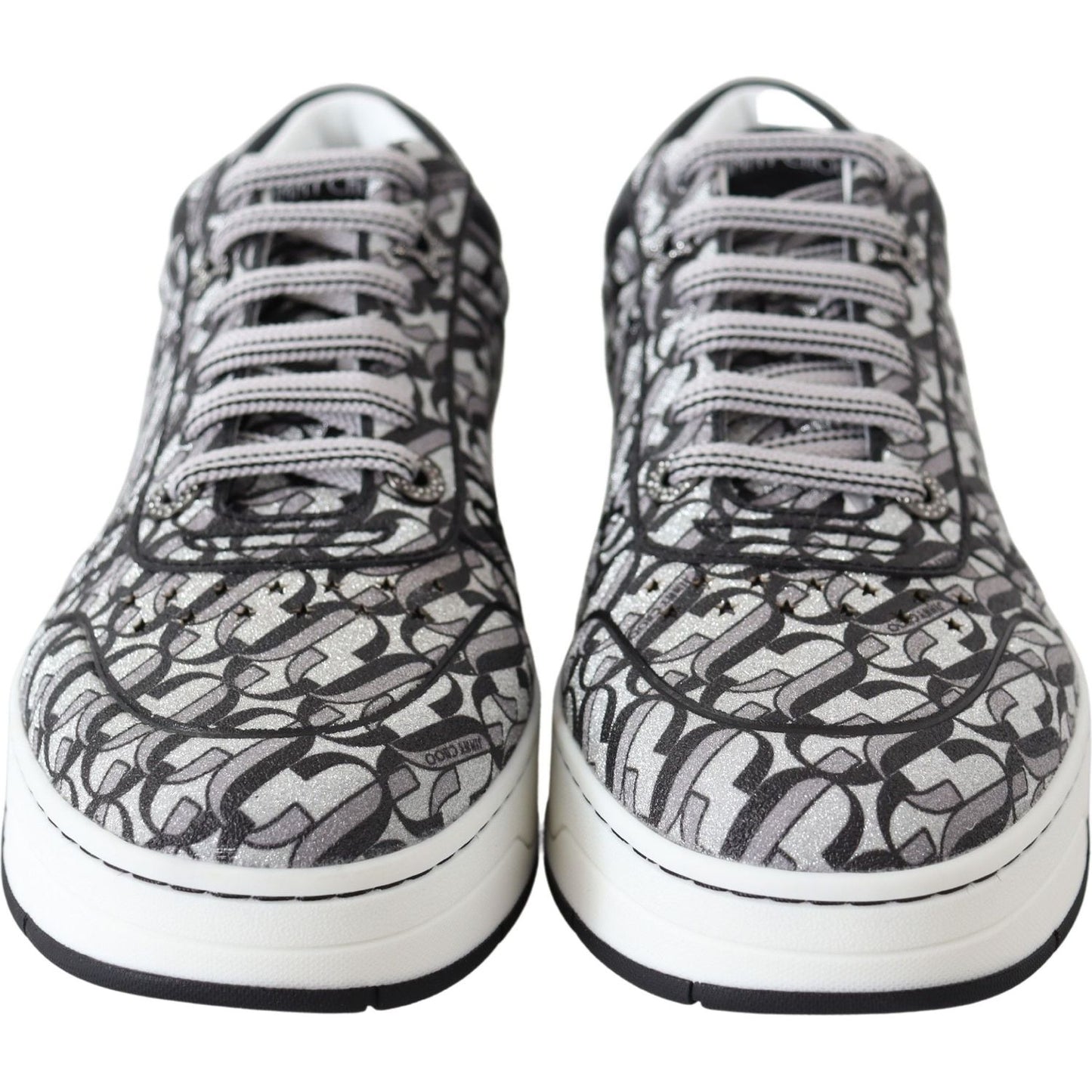 Jimmy Choo Glittering Slip-On Sneakers - Silver and Black 192954927004