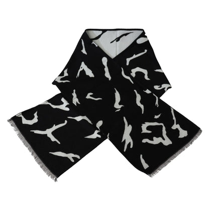 Givenchy Black White Wool Unisex Winter Warm Scarf Wrap Shawl