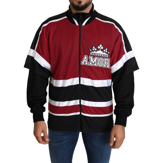 Dolce & Gabbana Red Black AMORE Sport Full Zipper Sweater JKT2696-48