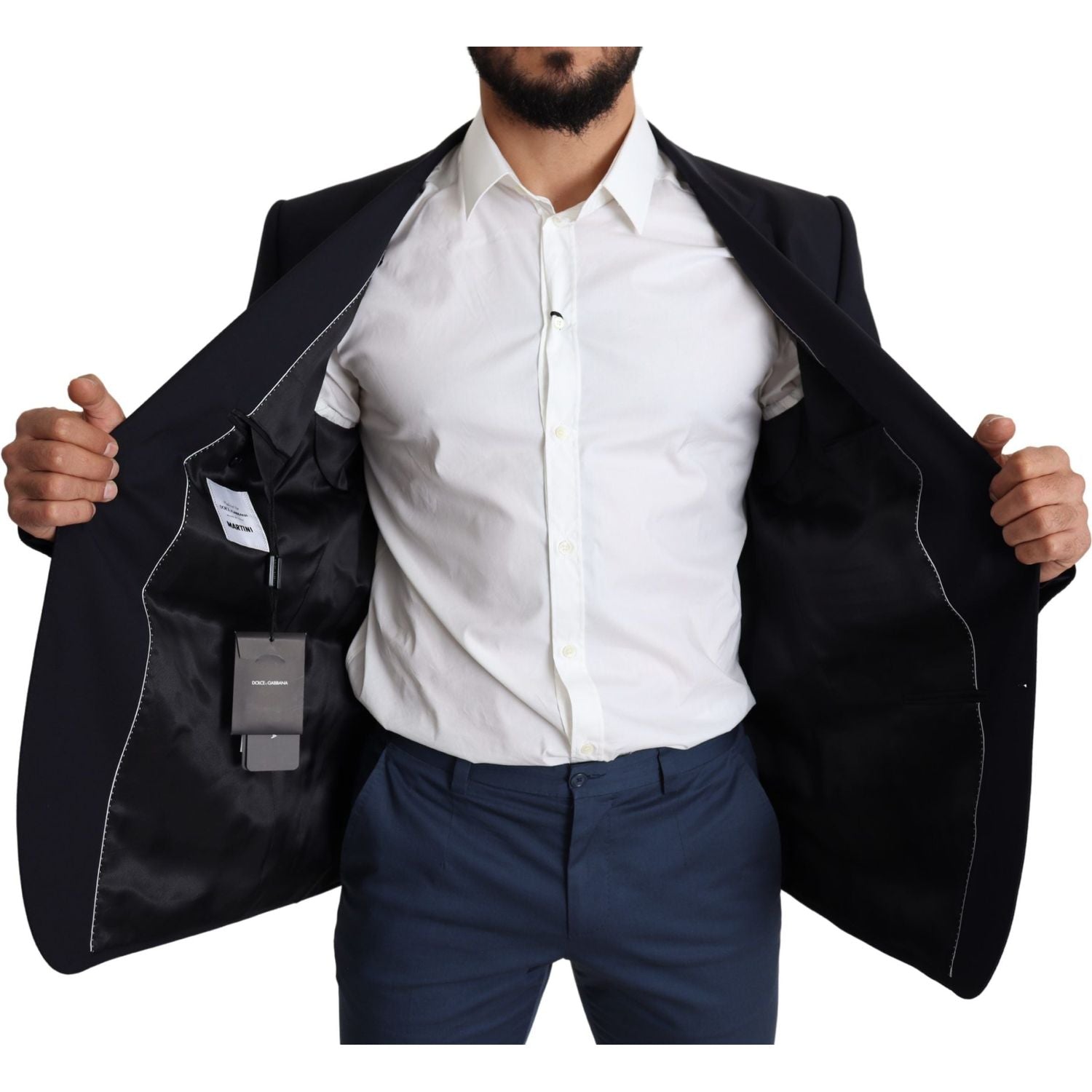 سترة مارتيني من الصوف المطاطي باللون الأسود من دولتشي آند غابانا