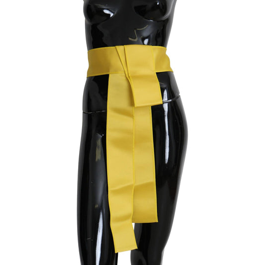 Dolce & Gabbana Yellow Wide Snap Button Closure Silk Belt BEL60846-42