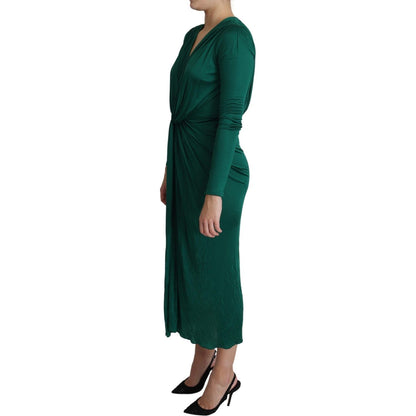 Dolce & Gabbana Green Fitted Silhouette Midi Viscose Dress