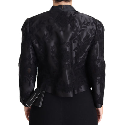 Dolce & Gabbana Black Lace Sheer Corset Organza Silk Jacket