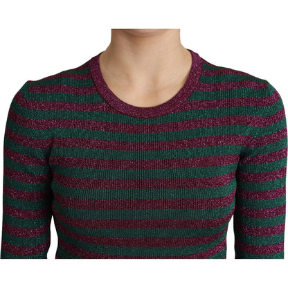 Dolce & Gabbana Multicolor Stripes Crew Neck Pullover Sweater