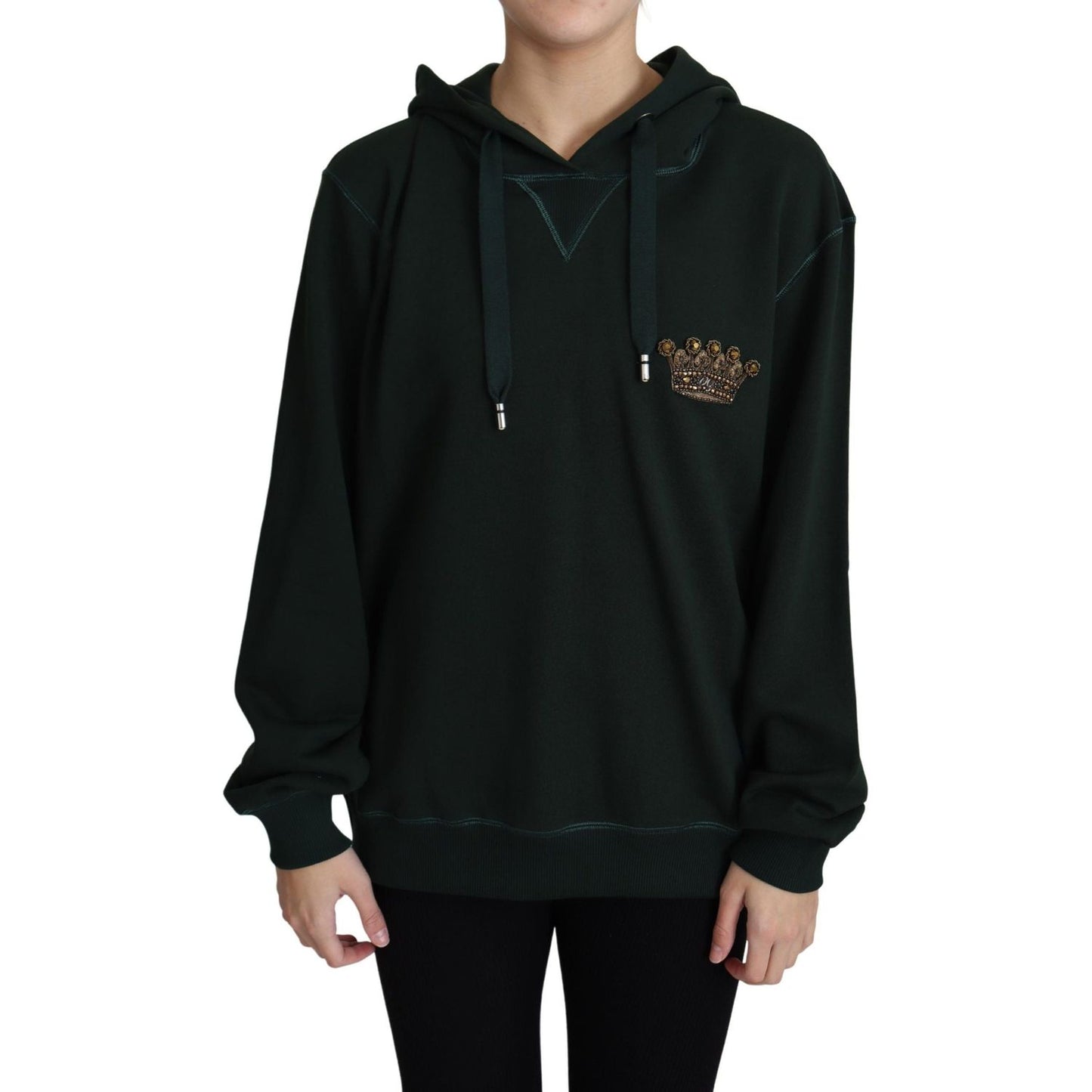 Dolce & Gabbana Dark Green Crown Embroidery Hoodie TSH5799-38