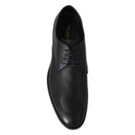 Dolce & Gabbana Elegant Black Leather Derby Dress Shoes Dress Shoes Dolce & Gabbana Dark Slate Gray