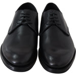 Dolce & Gabbana Elegant Black Leather Derby Dress Shoes Dress Shoes Dolce & Gabbana Dark Slate Gray