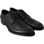 Dolce & Gabbana Elegant Black Leather Derby Dress Shoes Dress Shoes Dolce & Gabbana Dark Slate Gray