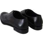 Dolce & Gabbana Elegant Black Leather Derby Dress Shoes Dress Shoes Dolce & Gabbana Black