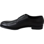 Dolce & Gabbana Elegant Black Leather Derby Dress Shoes Dress Shoes Dolce & Gabbana Black