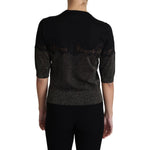 Dolce & Gabbana Black Shiny Lurex Lace Insert Pullover Top TSH5710-36