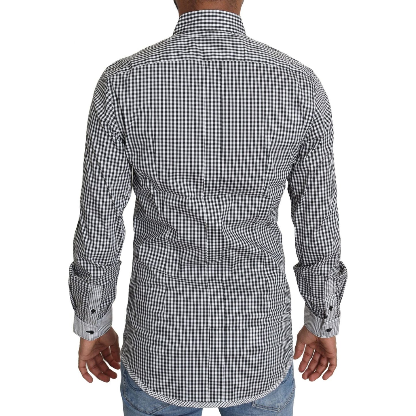 Dolce & Gabbana Black White Checkered Casual Shirt