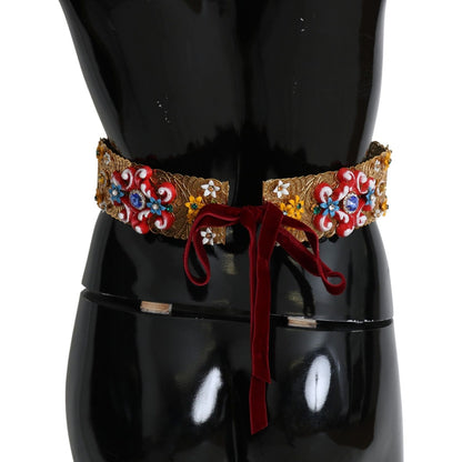 Dolce & Gabbana multicolor Embellished Floral Crystal Wide Waist Belt