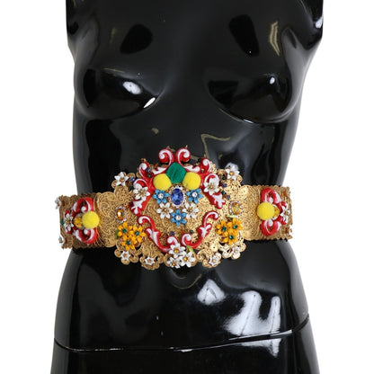 Dolce & Gabbana multicolor Embellished Floral Crystal Wide Waist Belt