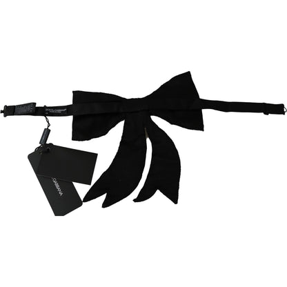 Dolce & Gabbana Silver Tone 100% Silk Crystal Embellished Women Bowtie