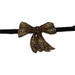 Dolce & Gabbana Gold Tone Silk Rhinestone Embellished Women Bowtie SMY100469