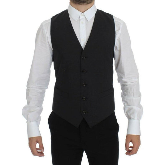 Dolce & Gabbana Gray Wool Stretch Dress Blazer Vest VE10110-50