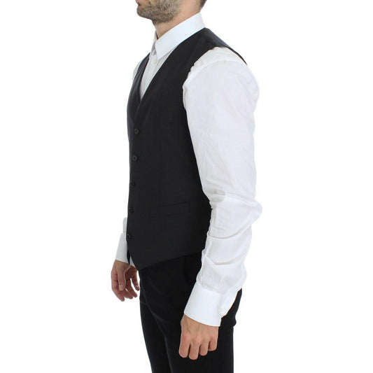 Dolce & Gabbana Gray Wool Stretch Dress Blazer Vest VE10110-50