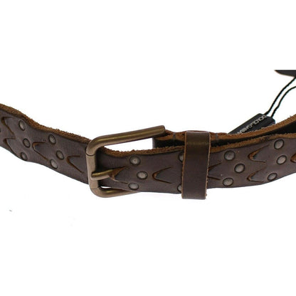 Dolce & Gabbana Brown Leather Logo Cintura Gürtel Belt