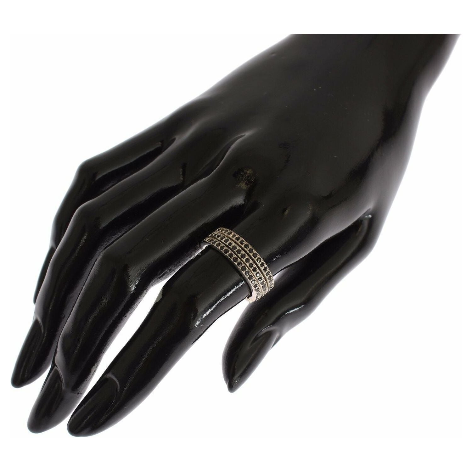 Nialaya Black CZ 925 Sterling Silver Womens Ring