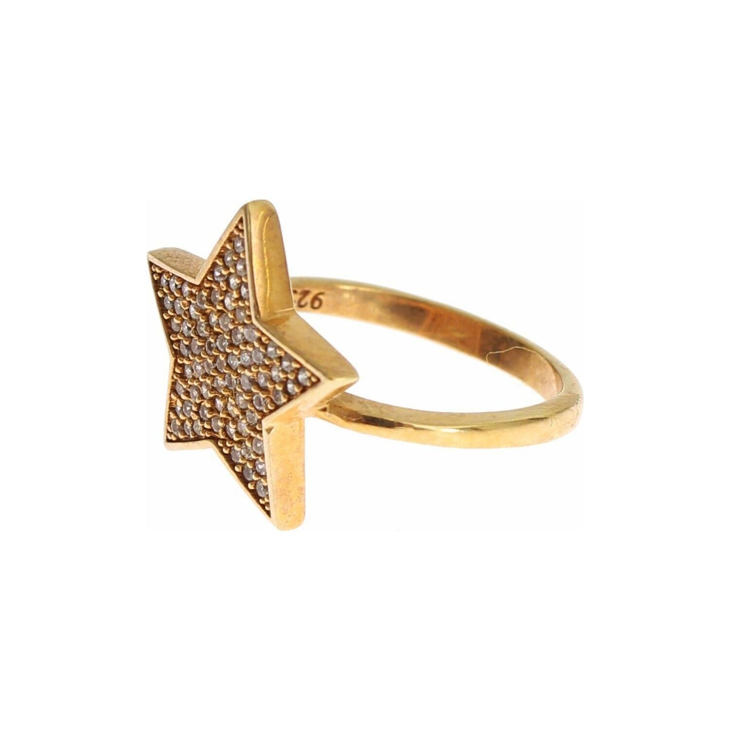 Nialaya Star Gold 925 Silver Womens Clear Ring