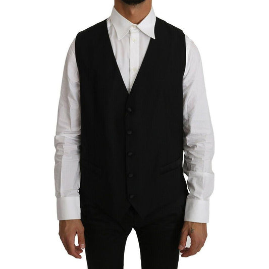 Dolce & Gabbana Black Solid Wool Silk Vest TSH2789-44